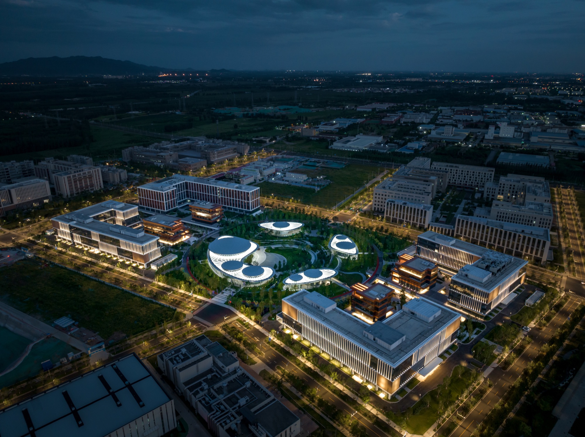 Huairou Science City Urban Living Room at night